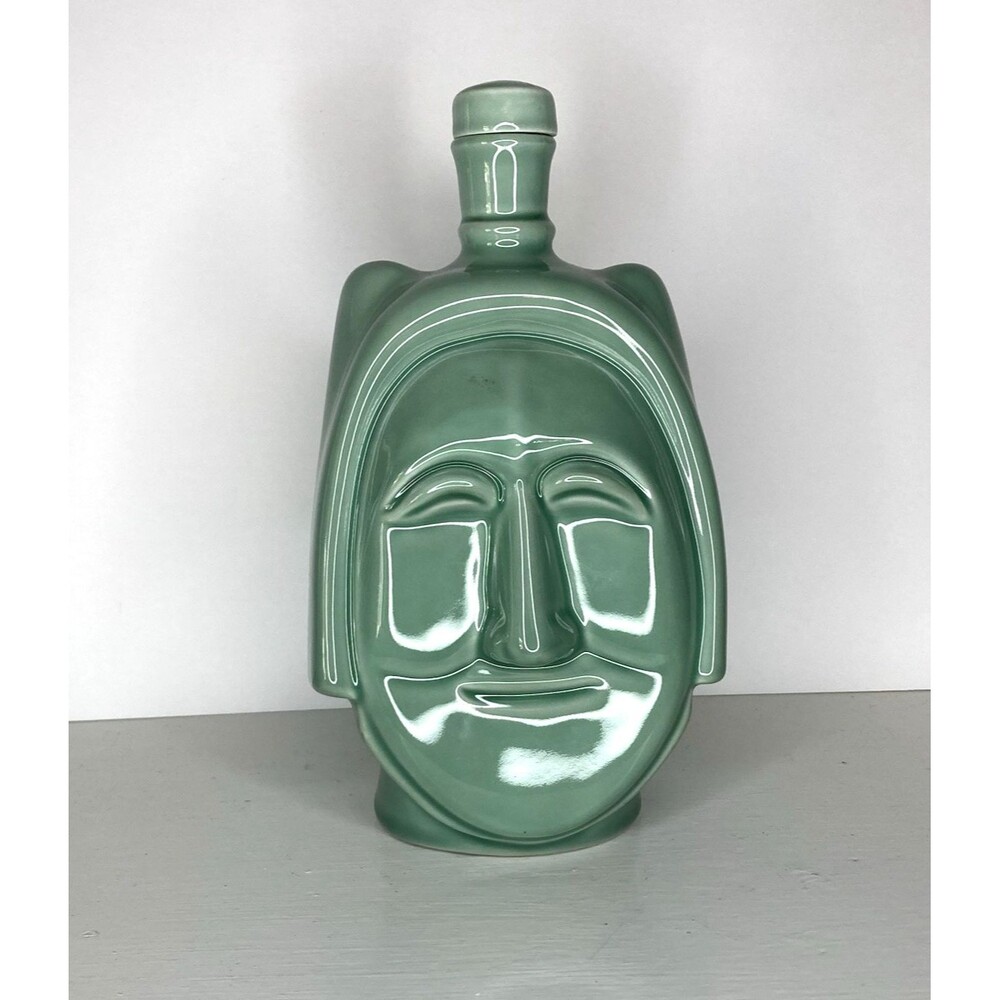 Korea Decoration Alcohol Decanter Green Ceramic Smiling Face EC